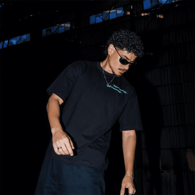 Borderline Black front male tee